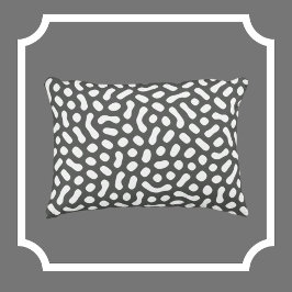 Grau mit weißen Jelly Bean-ähnlichen Formen Dekokissen