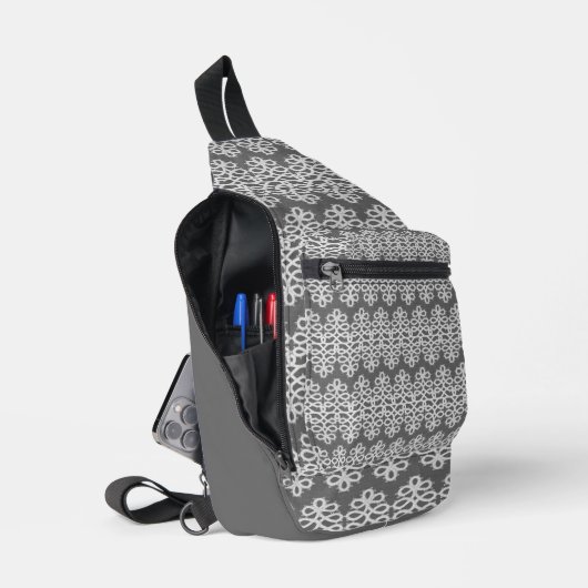 GRAU MIT WEISSER FLÄCHE SEHEN ROWS CROSSBODY BAG (Offen)