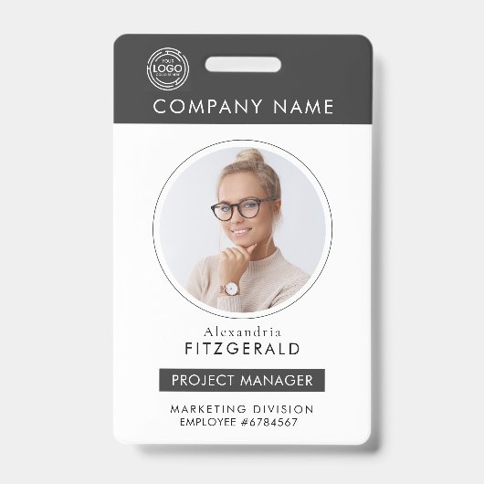 Grau | Mitarbeiter Foto ID Company Security Ausweis (Vorderseite)