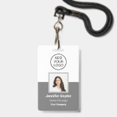 Grau, Mitarbeiter-Foto-ID mit QR-Code, Unternehmen Ausweis (Vorderseite mit Schlüsselband)