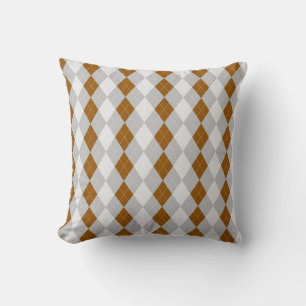 Grau & MOCHA BROWN Diamonds RAUTE Muster Kissen