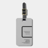 Grau Modern Einfach Minimalistisch Schlicht Berufl Gepäckanhänger (Vorderseite vertikal)