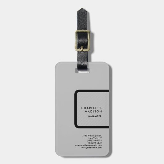 Grau Modern Einfach Minimalistisch Schlicht Berufl Gepäckanhänger (Vorderseite vertikal)