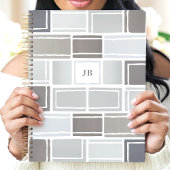 Grau Modern Geometrisch Monogrammiert Planer