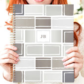 Grau Modern Geometrisch Monogrammiert Planer
