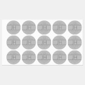 Grau Modern Mit Monogramm wasserdicht Etiketten (Blatt)