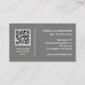 Grau Modern Real Anwesen Berufliches Foto QR-Code Visitenkarte (Rückseite)