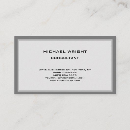 Grau Modern Schlicht einfach anziehend Minimalisti Visitenkarte (Vorderseite)
