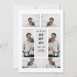 Grau-moderne, elegante Foto-Collage Save the Date Einladung