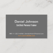 Grau Moderne Fitness Personal Trainer Weights Visitenkarte (Rückseite)