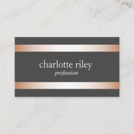 Grau | Moderne Rose Gold Streifen Stilvoll Visitenkarte