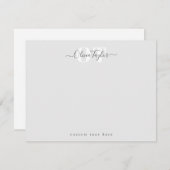 Grau-moderne Script Personalisiert Stationery Note Mitteilungskarte (Vorne/Hinten)