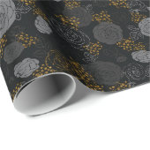 Grau | Moderne und elegante Imitate Glitzer Floren Geschenkpapier (Rolleneckpunkt)