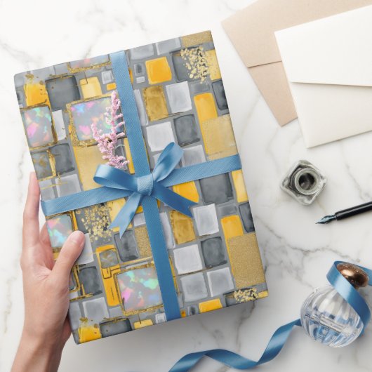 Grau | Modernes Imitat Glitzer & Opal Wrapping Pap Geschenkpapier (Schenken)