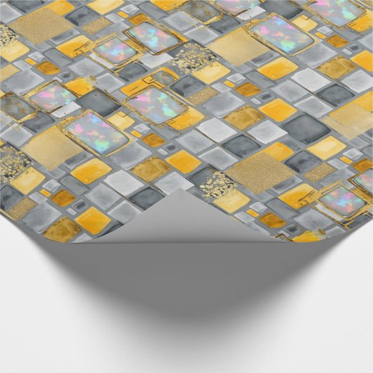 Grau | Modernes Imitat Glitzer & Opal Wrapping Pap Geschenkpapier (Ecke)