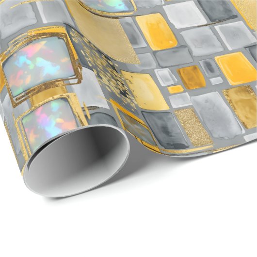 Grau | Modernes Imitat Glitzer & Opal Wrapping Pap Geschenkpapier (Rolleneckpunkt)