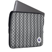 Grau Monogram Geometric Laptop Sleeve (Vorne Rechts)