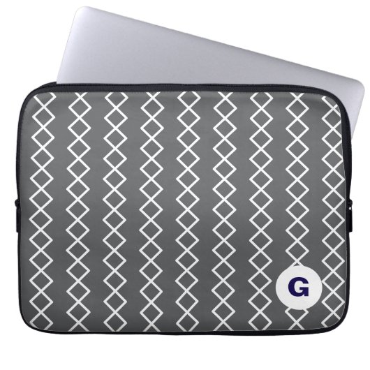 Grau Monogram Geometric Laptop Sleeve (Vorderseite)
