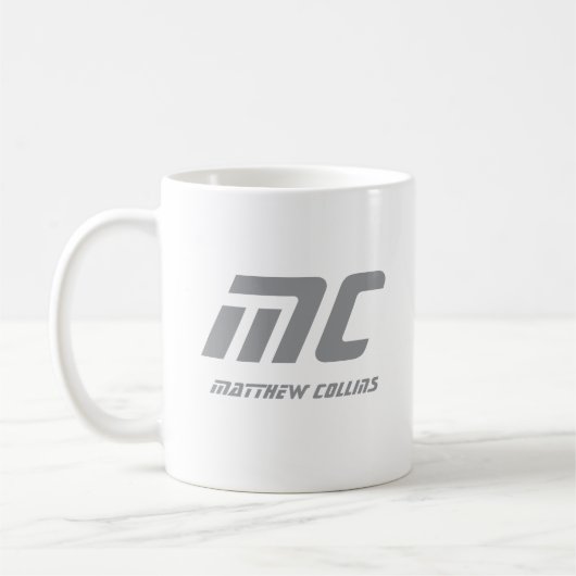 Grau Monogram Moderner Name Fett Einfaches Text Kaffeetasse (Links)
