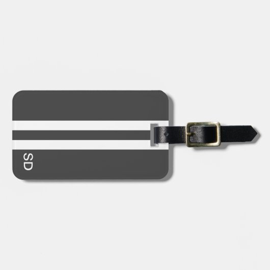 Grau-Monogramm-Gepäckträger für Männer Gepäckanhänger (Vorderseite horizontal)