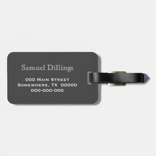 Grau-Monogramm-Gepäckträger für Männer Gepäckanhänger (Rückseite horizontal)