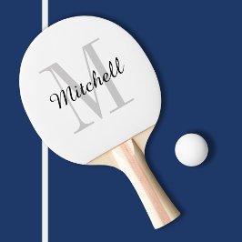 Grau Monogramm und Name Personalisiert Tischtennis Schläger