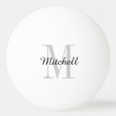 Grau Monogramm und Name Personalisiert Tischtennisball (Vorderseite)