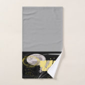 Grau Moon und eine Blume Aquarell abstrakt Badhandtuch Set (Handtuch)