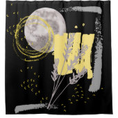 Grau Moon und eine Blume Aquarell abstrakt Duschvorhang (Vorderseite)