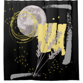 Grau Moon und eine Blume Aquarell abstrakt Duschvorhang