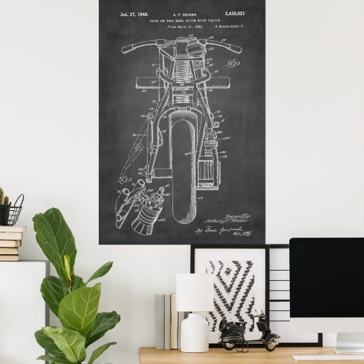 Grau | Motorradpatent Poster (Heimbüro)