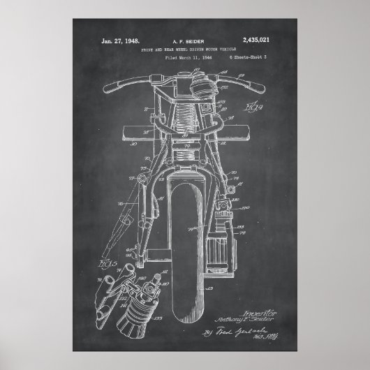Grau | Motorradpatent Poster (Vorne)
