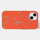 Grau musical notes on Orange Case-Mate iPhone Hülle (Rückseite (Horizontal))