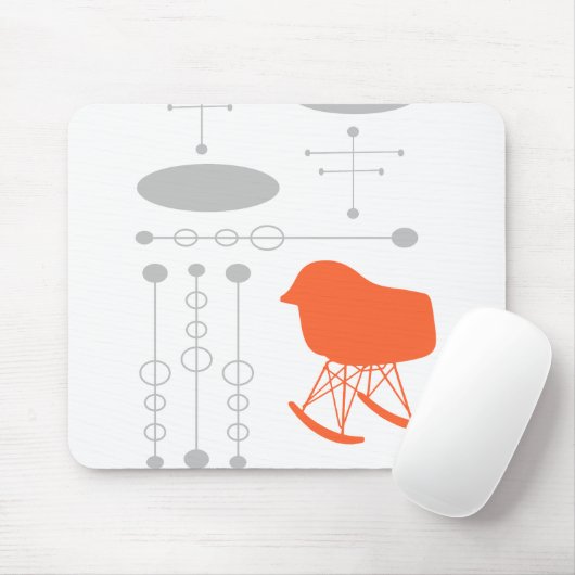 Grau-Muster Silhouette Mitte des 20. Jahrhunderts Mousepad (Mit Mouse)