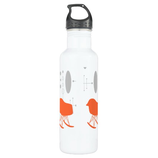 Grau-Muster Silhouette Mitte des 20. Jahrhunderts Trinkflasche (Rückseite)