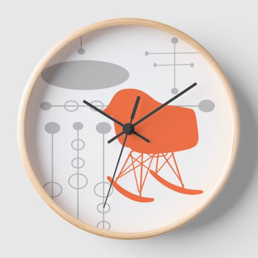 Grau-Muster Silhouette Mitte des 20. Jahrhunderts Wanduhr (Vorderseite)