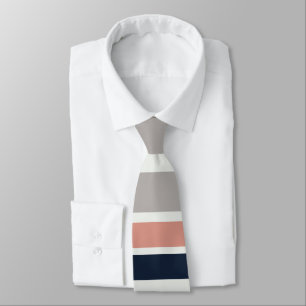 Grau Navy Blau Rosa Küstenstreifen Muster Krawatte