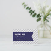 Grau & Navy Blue Moderne Streifen & Ribbon Visitenkarte (Stehend Vorderseite)