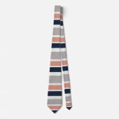 Grau Navy Blue Pink Coastal Stripes Muster Krawatte (Vorderseite)