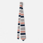 Grau Navy Blue Pink Coastal Stripes Muster Krawatte (Rückseite)