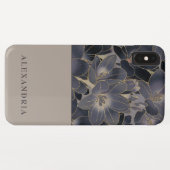 Grau & Navy Blütenblume | PERSONALISIERT Case-Mate iPhone Hülle (Rückseite (Horizontal))