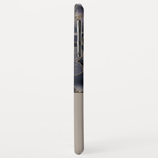 Grau & Navy Blütenblume | PERSONALISIERT Case-Mate iPhone Hülle (Hinten/Links)