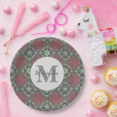 Grau-Nordic Snowflake Winter Monogram Muster Pappteller (Party)