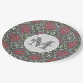 Grau-Nordic Snowflake Winter Monogram Muster Pappteller (Schrägansicht)