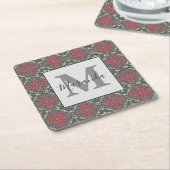 Grau-Nordic Snowflake Wintermuster Monogramm Rechteckiger Pappuntersetzer (angewinkelt)