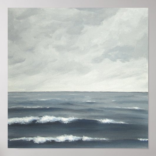 Grau Ocean Waves Fine Art Print Poster (Vorne)
