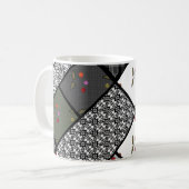 Grau Olive rustikales Patchworkmuster Kaffeetasse (Vorderseite Links)
