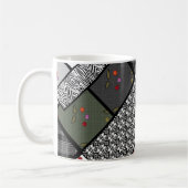 Grau Olive rustikales Patchworkmuster Kaffeetasse (Links)