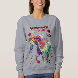 (Grau) Oma Unicorn Sweatshirt