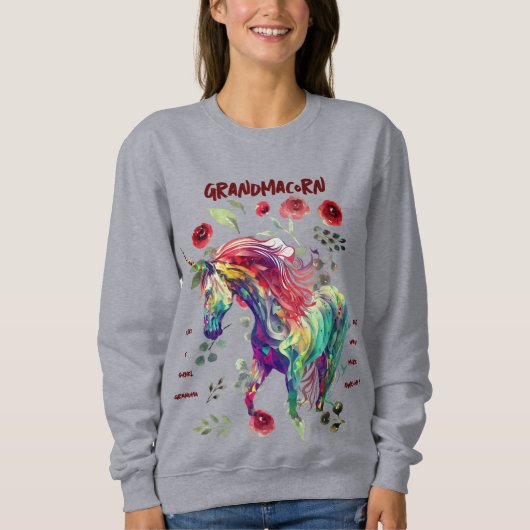 (Grau) Oma Unicorn Sweatshirt (Vorderseite)